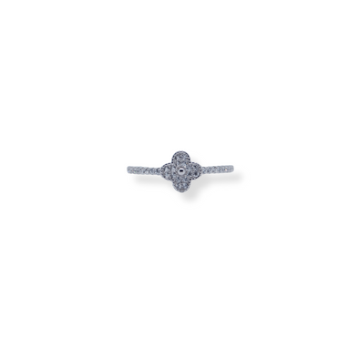 Silver cz clover ring