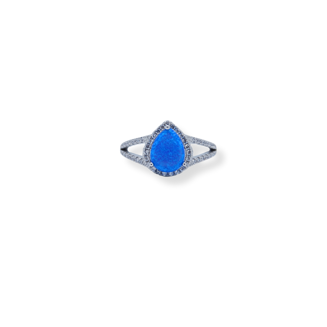Silver blue opal ring