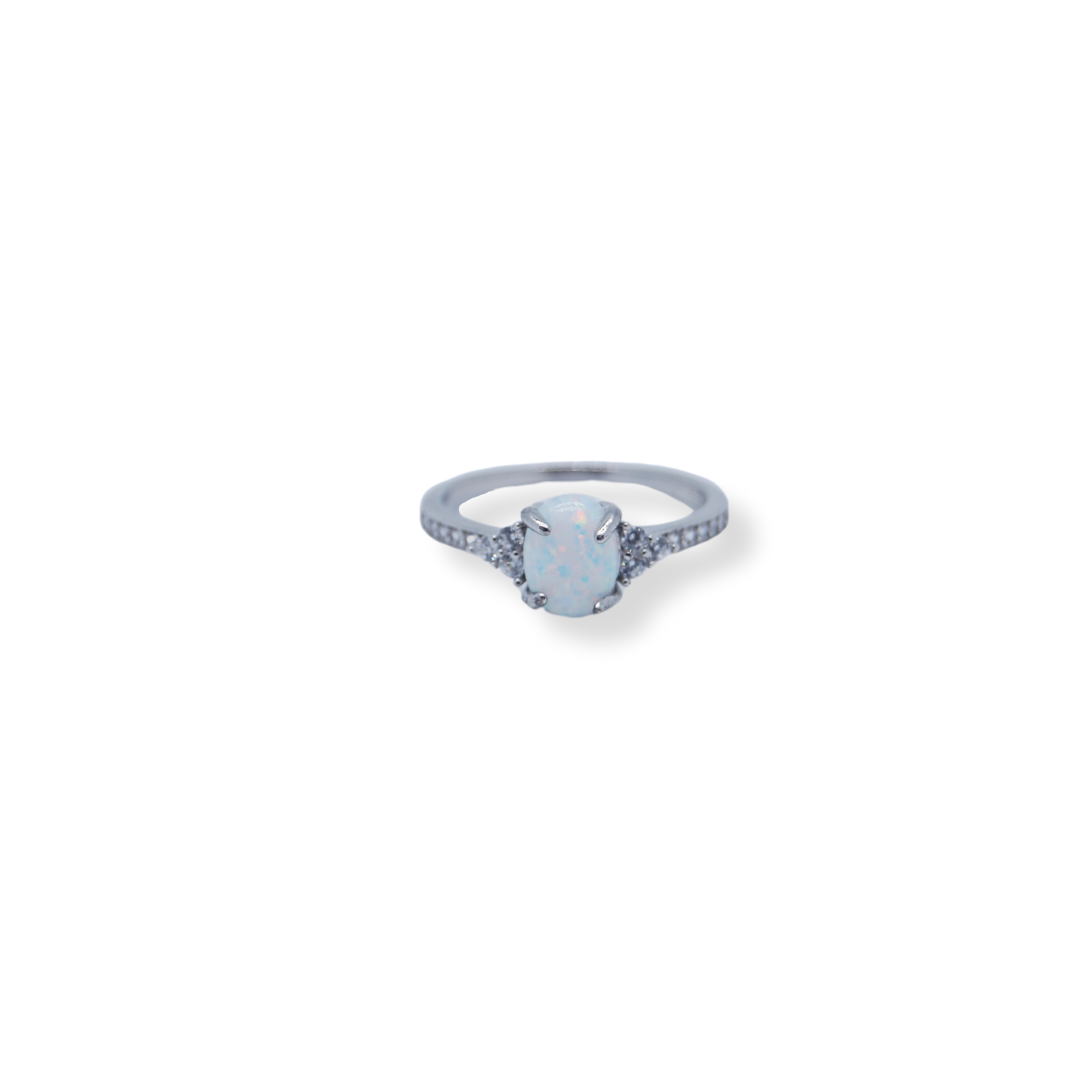 Silver cz opal ring