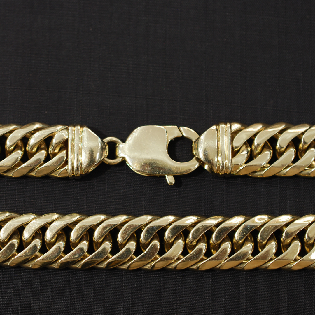 9ct gold doubled linked curbed handmade chain