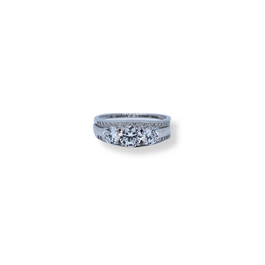 Silver cz tripset ring