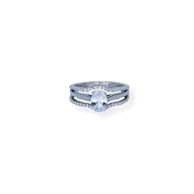Silver cz tripset ring