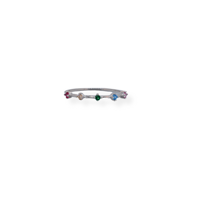Silver colourful cz ring