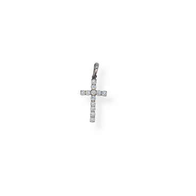 9ct white gold cz cross