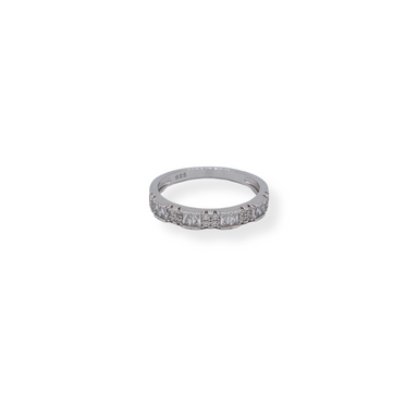 Silver cz band ring