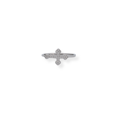 Silver cz cross ring