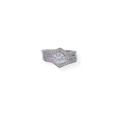 Silver cz tripset ring