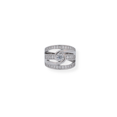 Silver cz broad ring