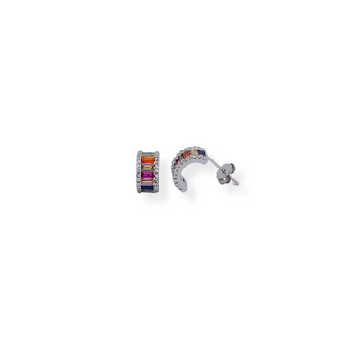 Silver multicoloured cz earrings