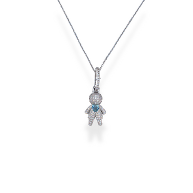 Silver cz Boy pendant necklace