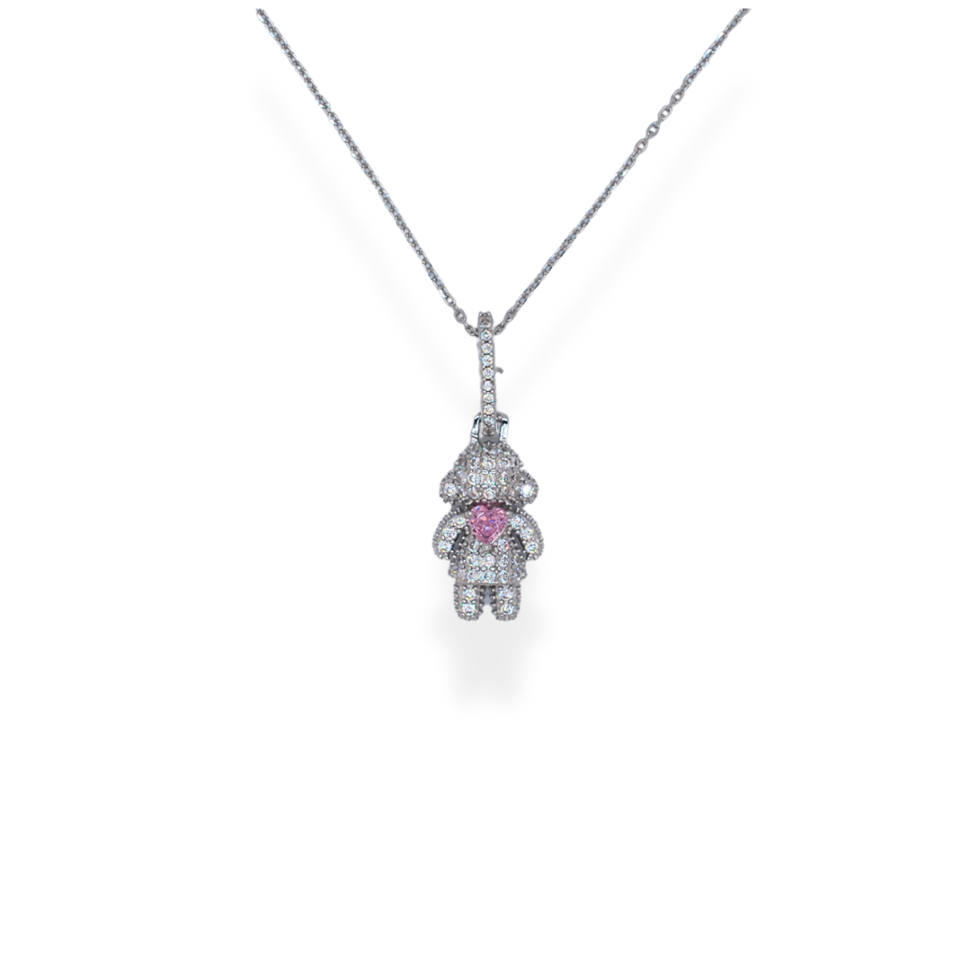 Silver cz Girl pendant necklace