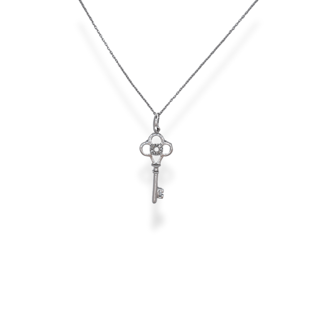 9ct gold diamond key pendant