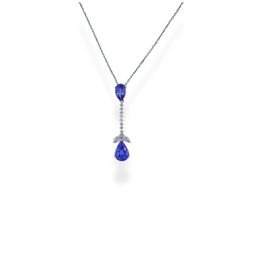 9ct gold diamond tanzanite pendant necklace
