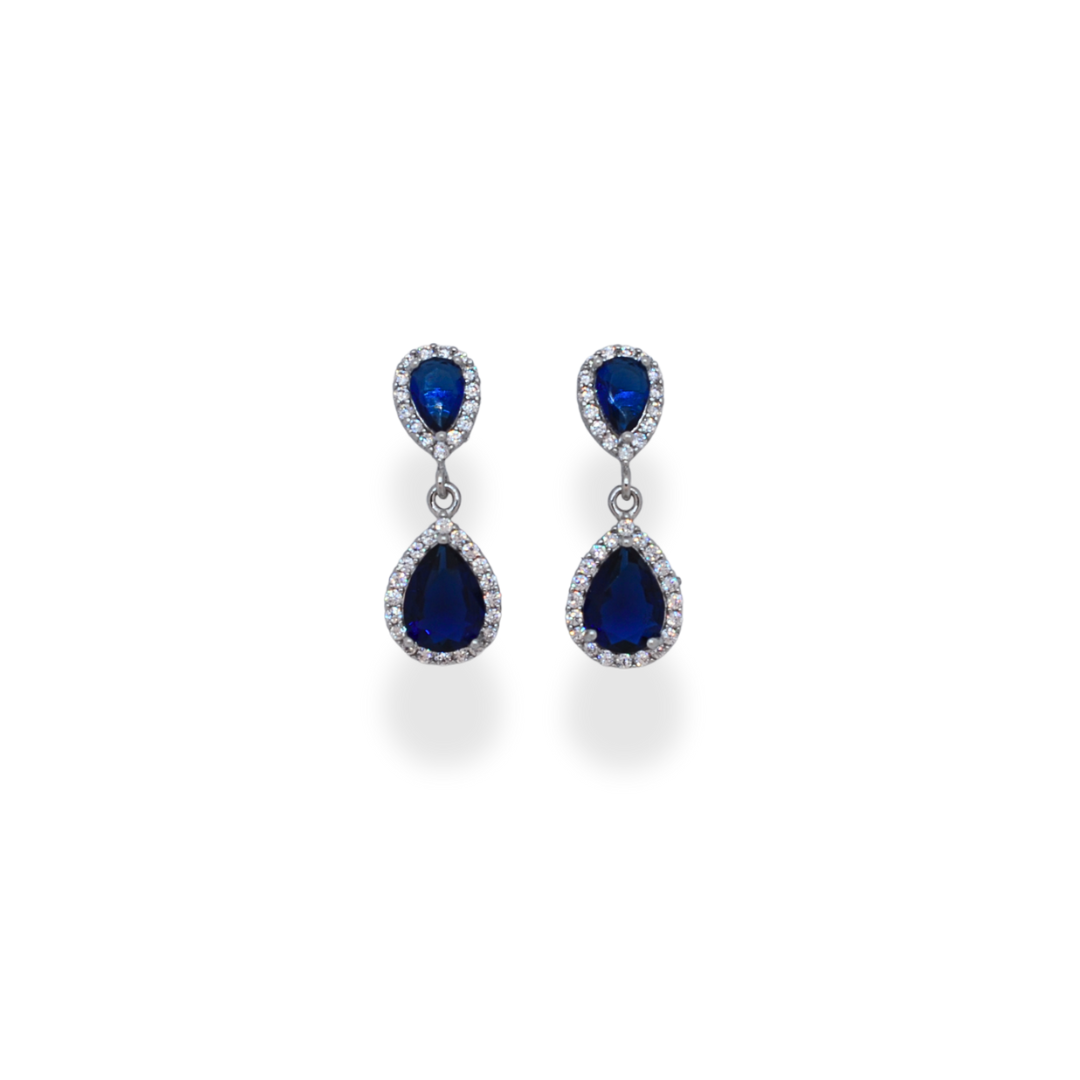 Silver cz necklace and earrings set