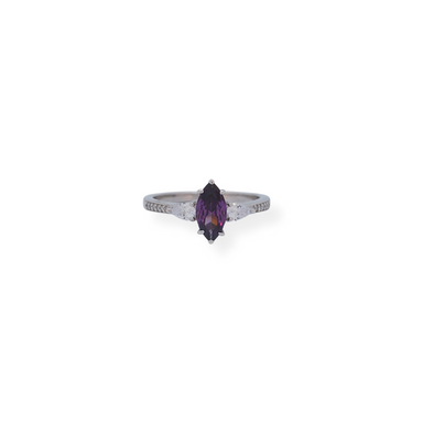 Silver purple cz ring