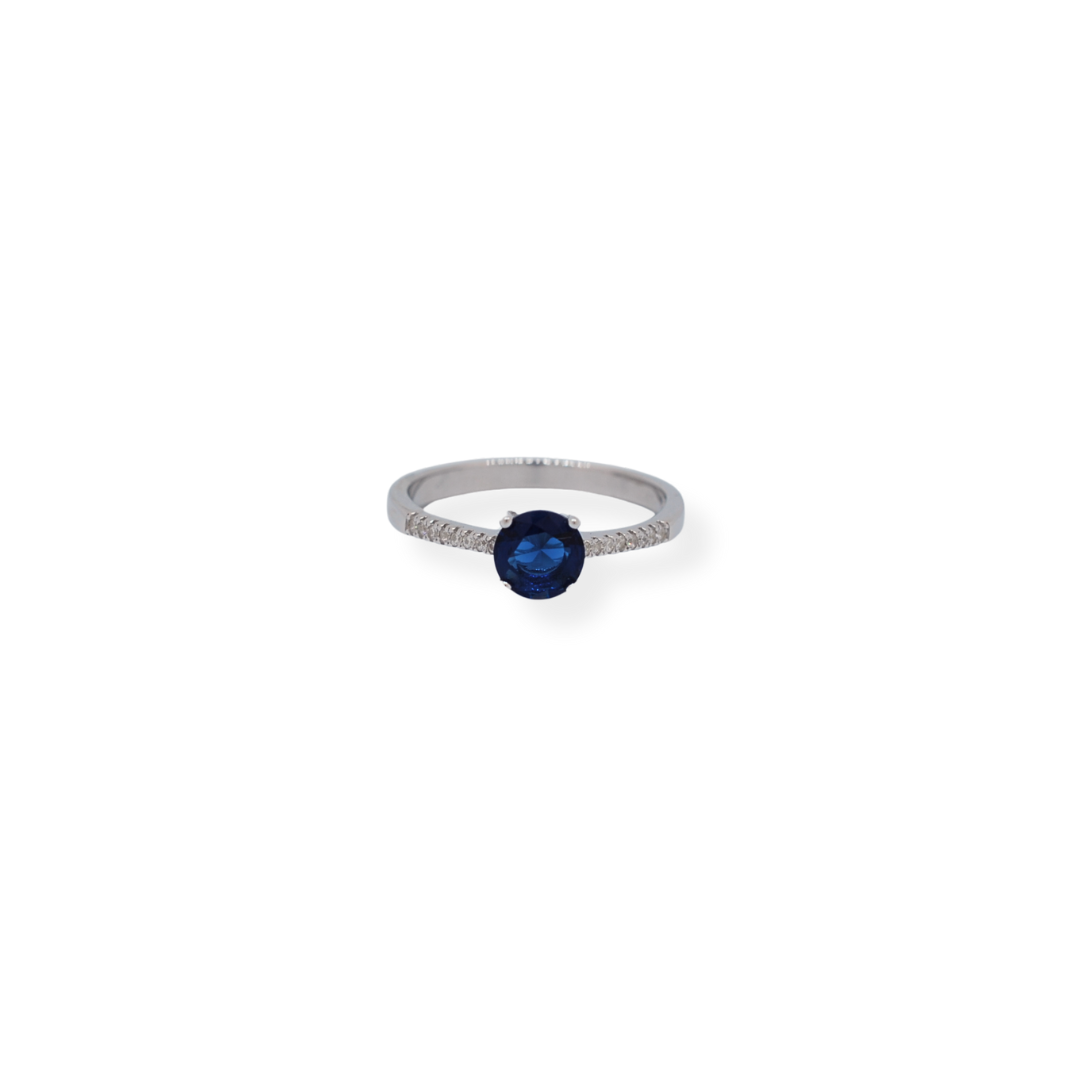Silver blue cz ring