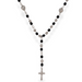Silver black rosary cross necklace