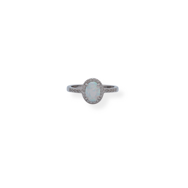 Silver cz opal ring