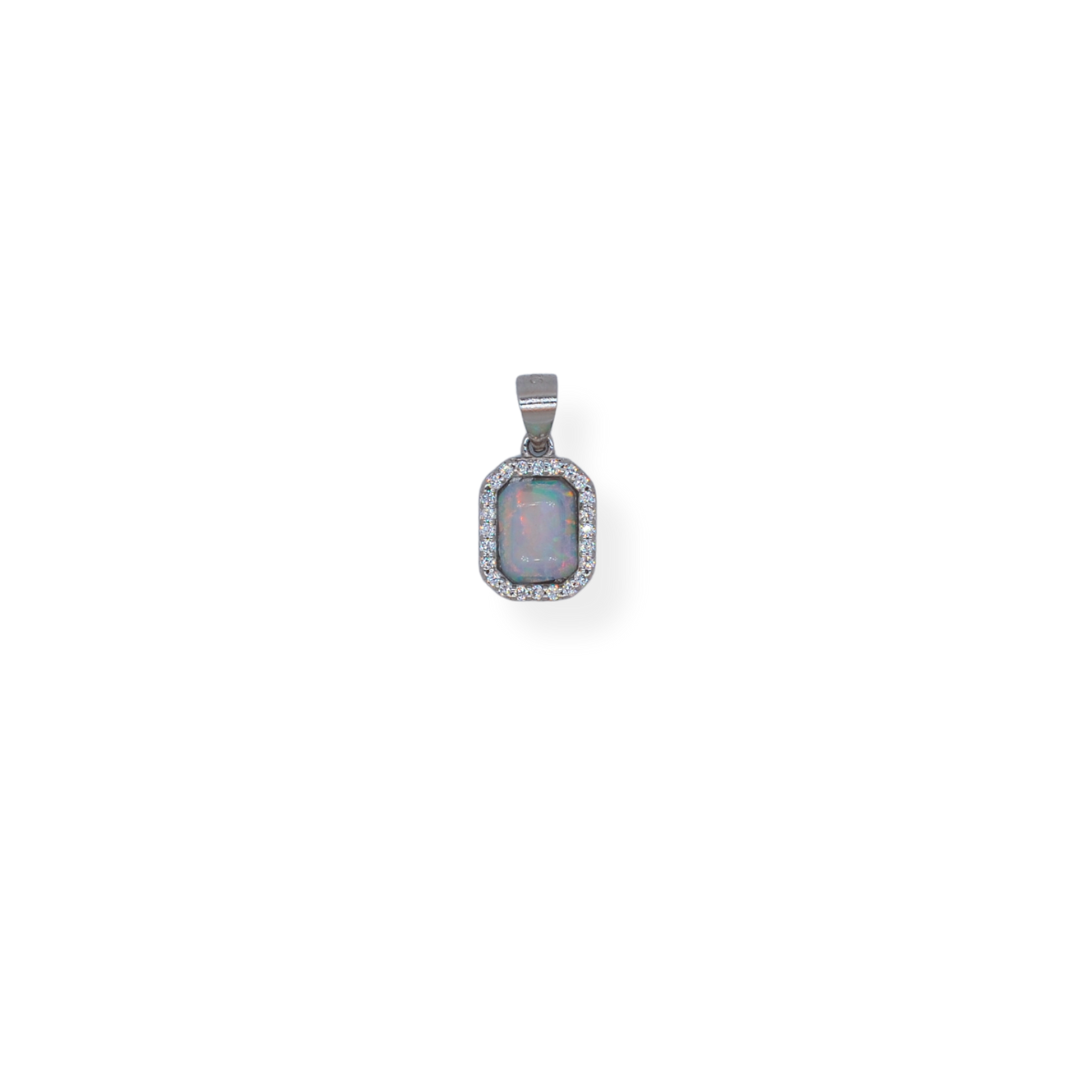 Silver cz opal pendant