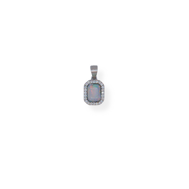 Silver cz opal pendant