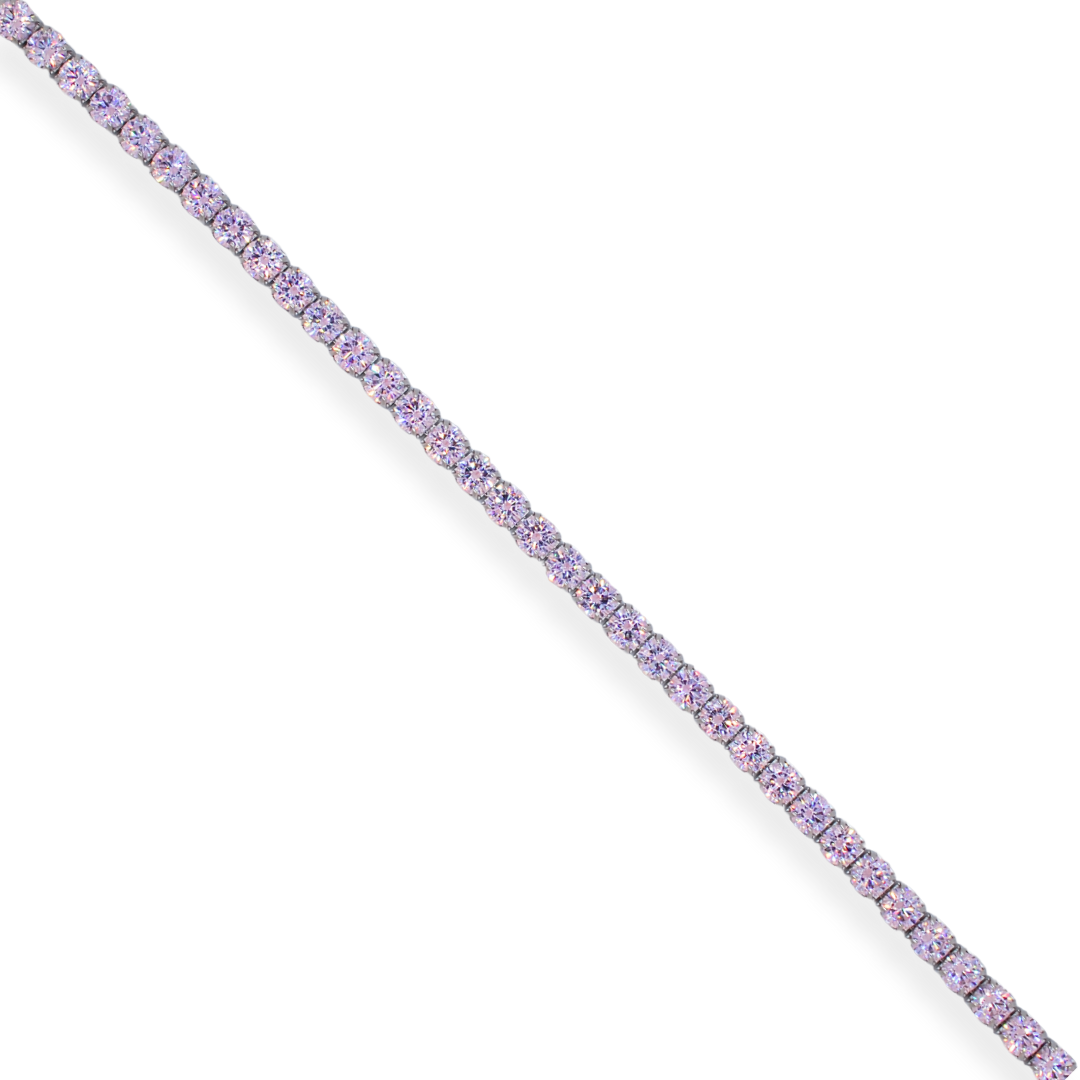 Silver Pink cz tennis bracelet