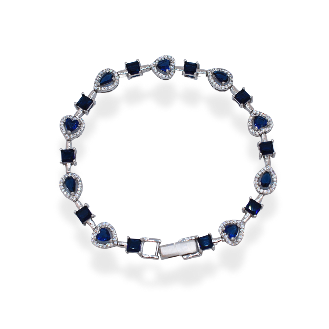 Silver blue cz tennis bracelet