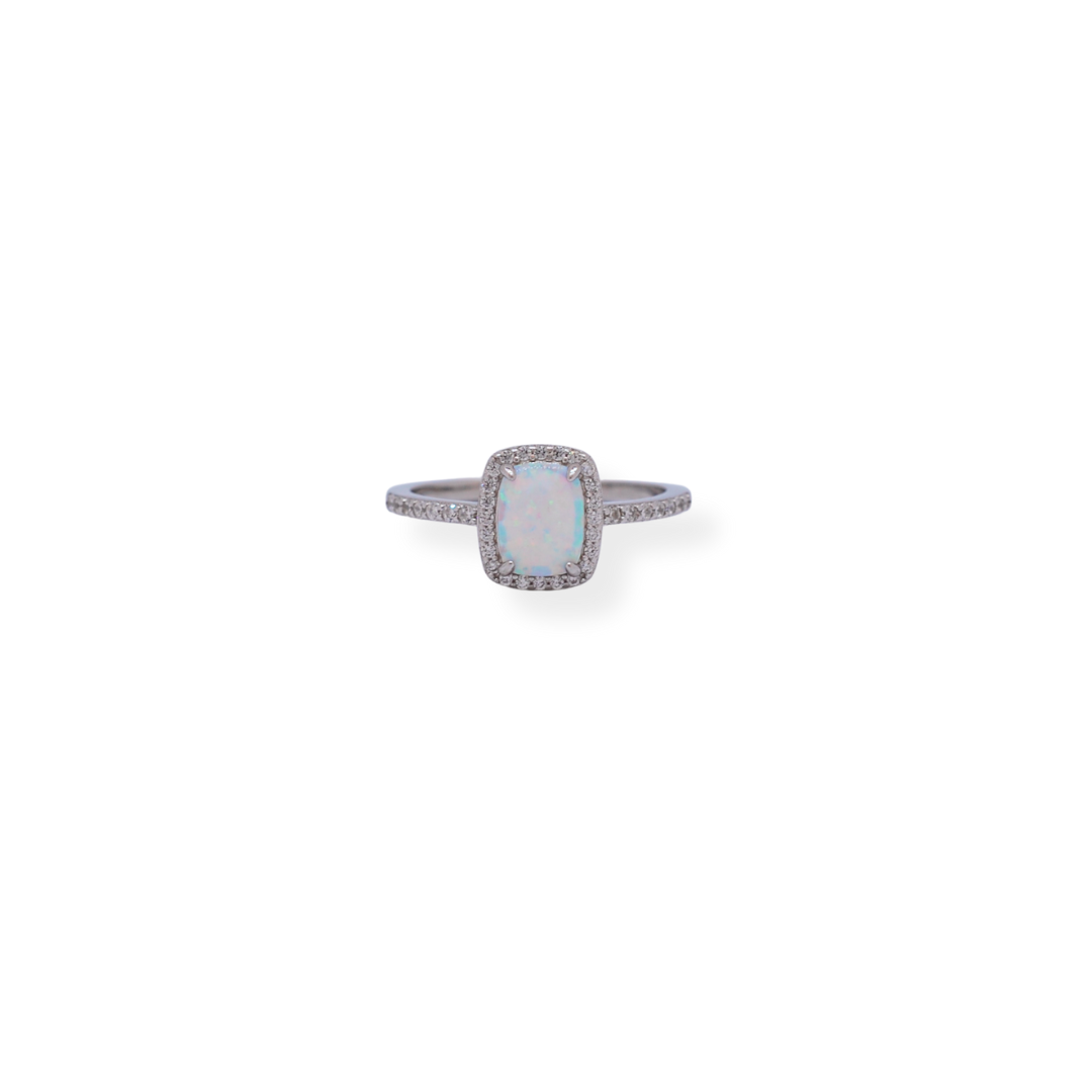 Silver cz opal ring