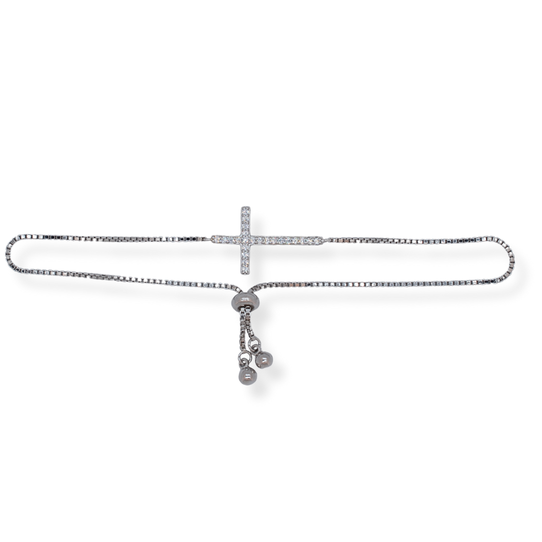Silver cz cross bracelet