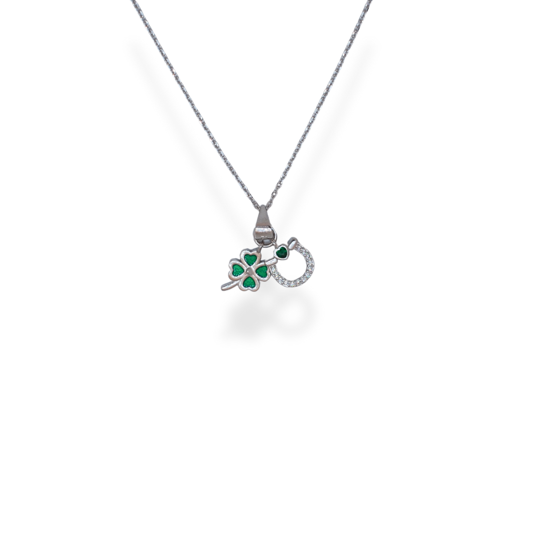 Silver cz luck necklace