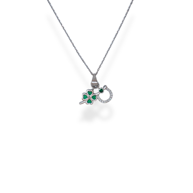 Silver cz luck necklace