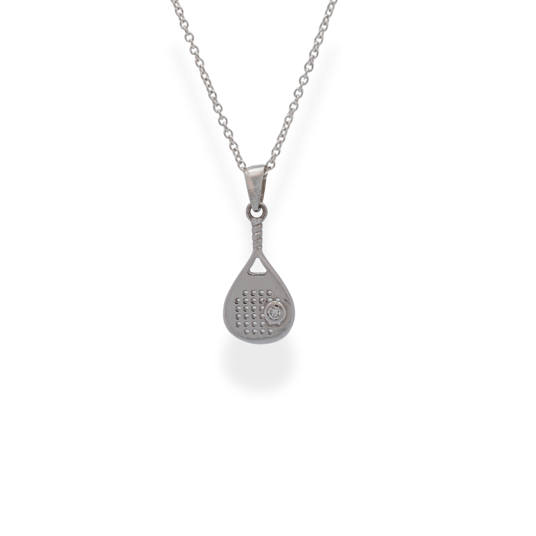 Silver Diamond Padel racket necklace
