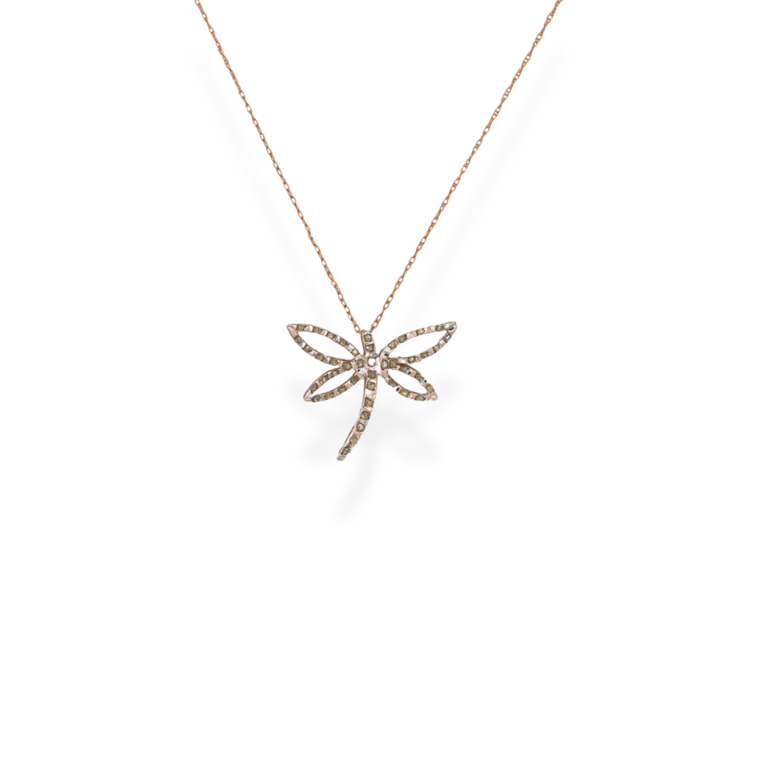 9ct gold dragonfly pendant necklace