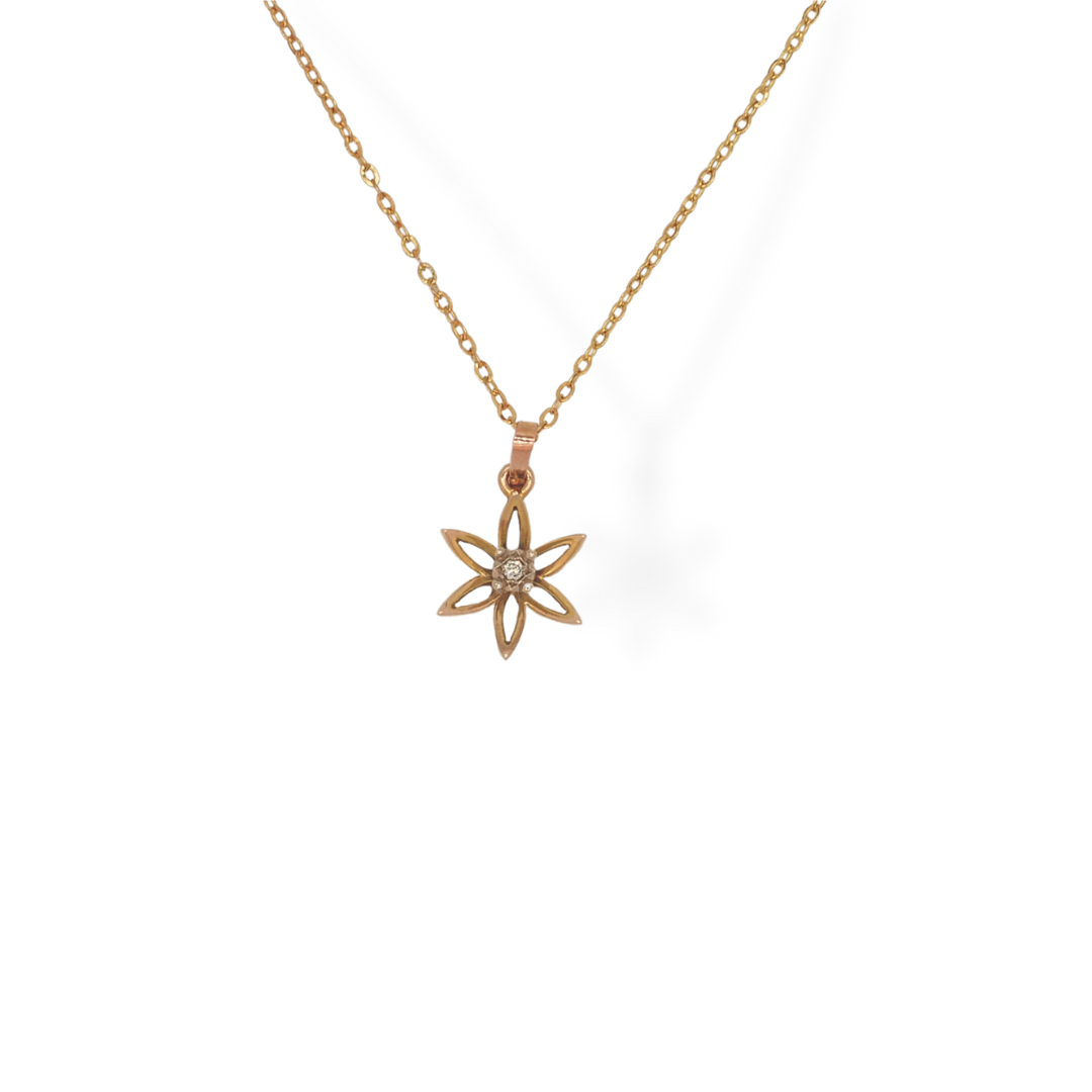 9ct gold diamond flower necklace