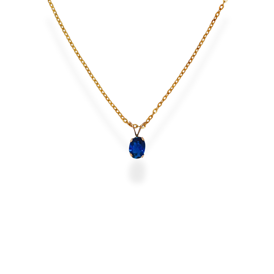 9ct gold blue pendant necklace