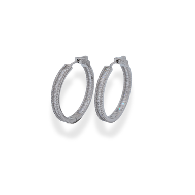 Silver cz hoop earrings