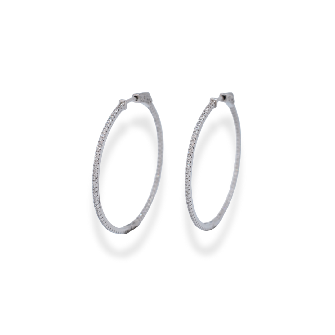 Silver cz hoop earrings