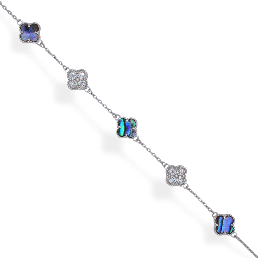 Silver cz opal bracelet