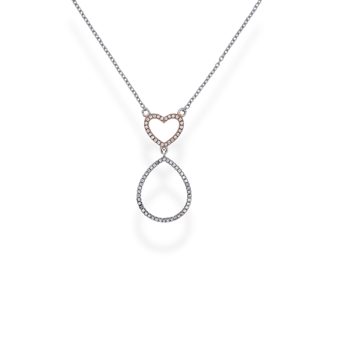 Silver cz heart pendant necklace