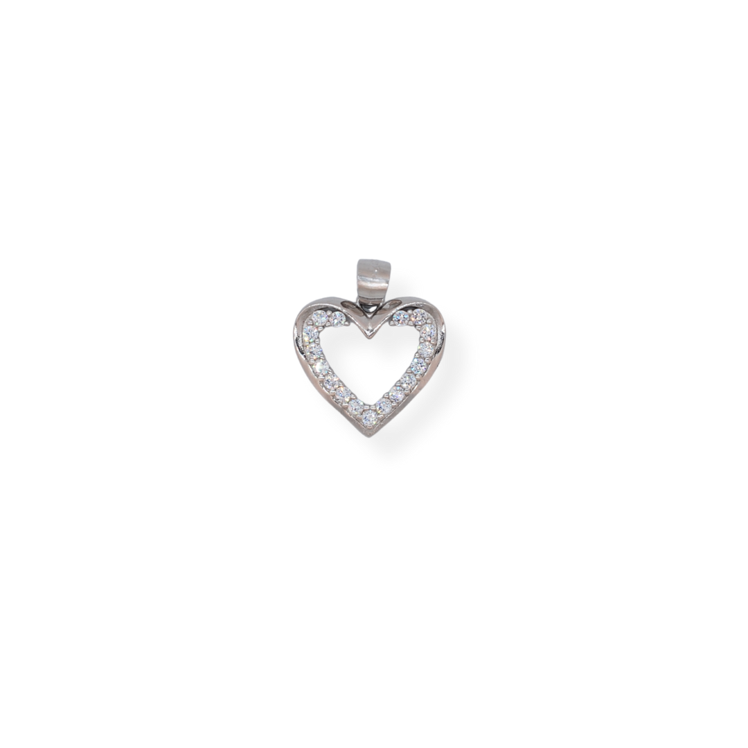 Silver cz heart pendant