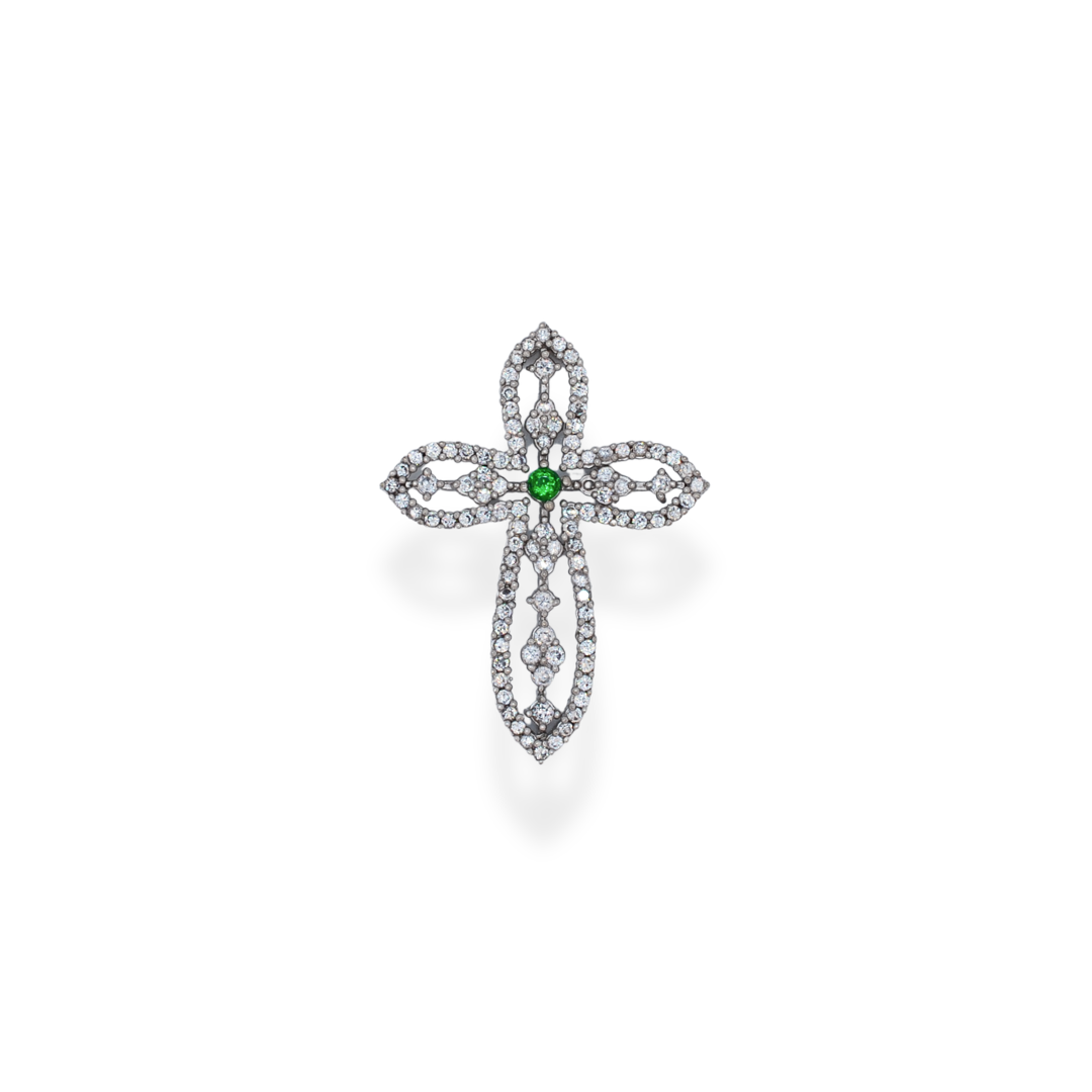 Silver cz cross pendant