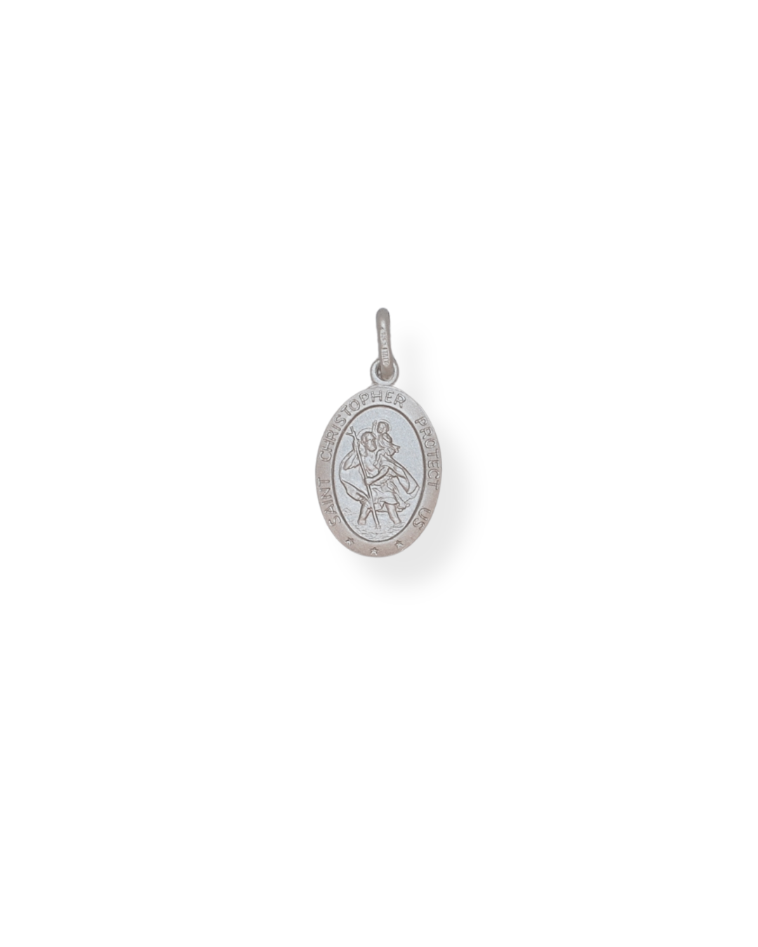 Silver Saint Christopher oval pendant