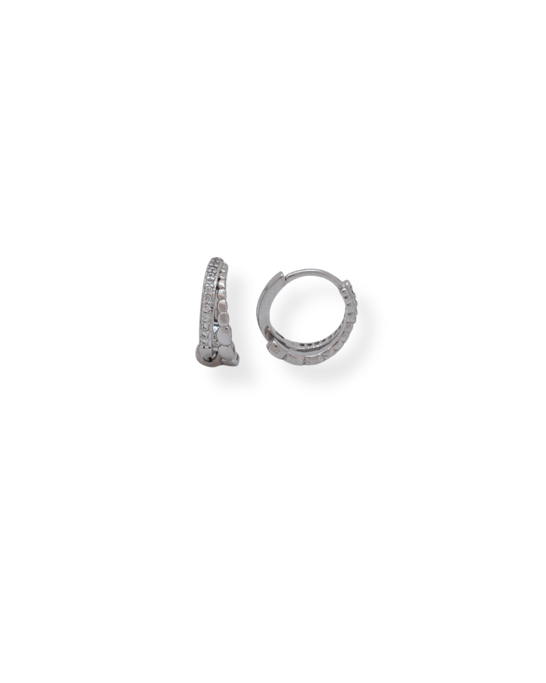 Silver cz huggie earrings