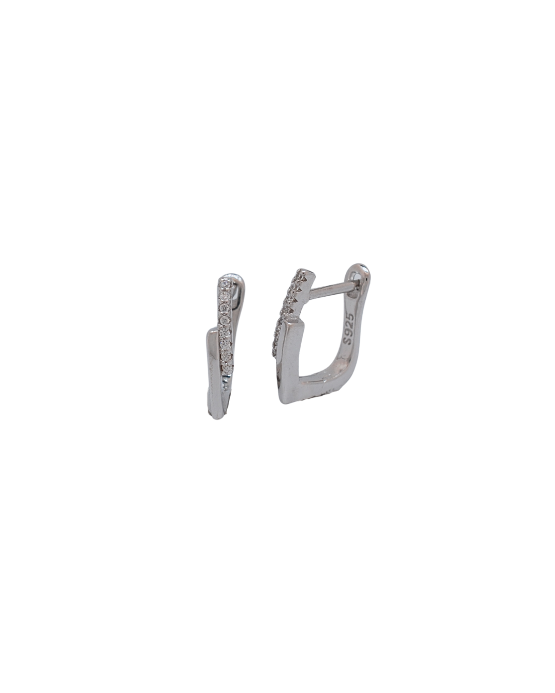 Silver cz hoop earrings