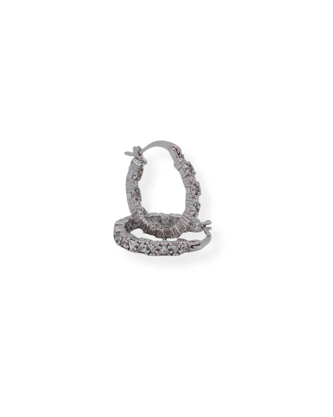 Silver cz hoop earring