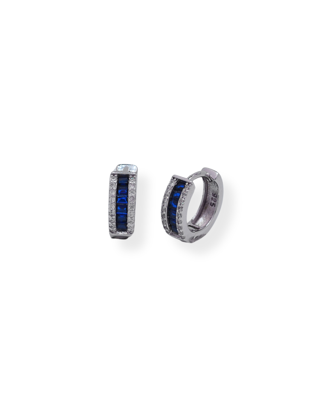 Silver cz blue earrings