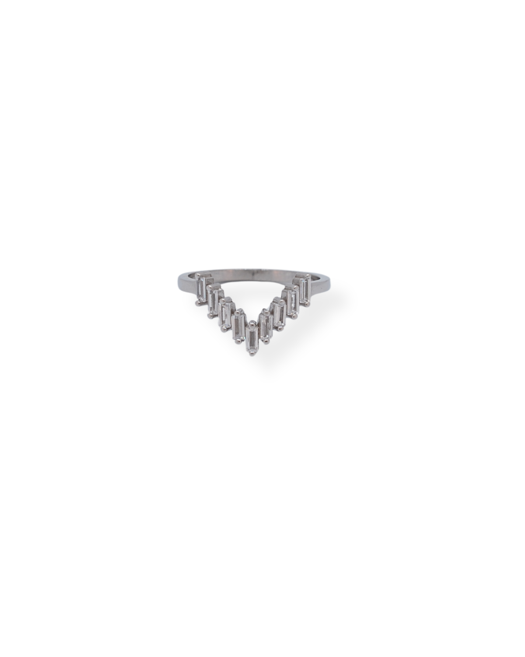Silver baguette cz band ring