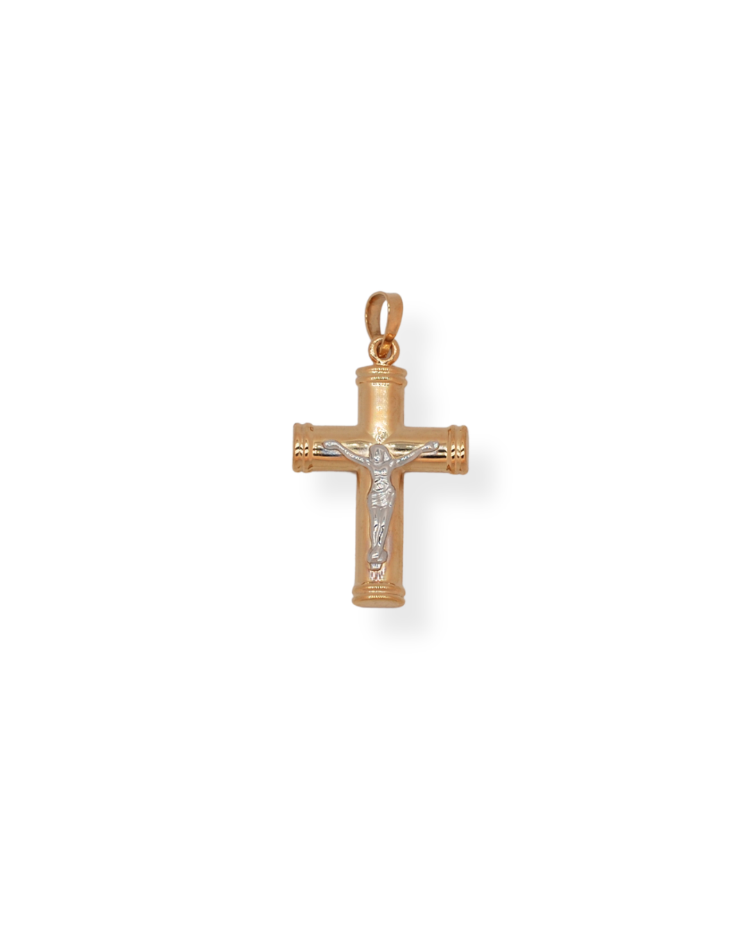 9ct 2/tone gold crucifix cross pendant