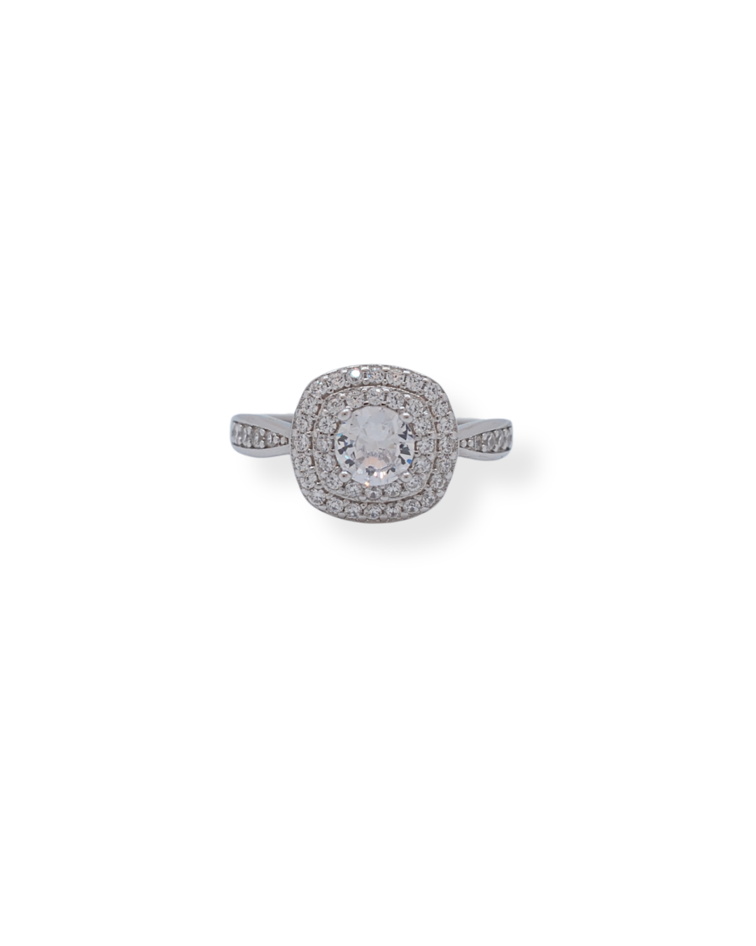 Silver fancy cz ring