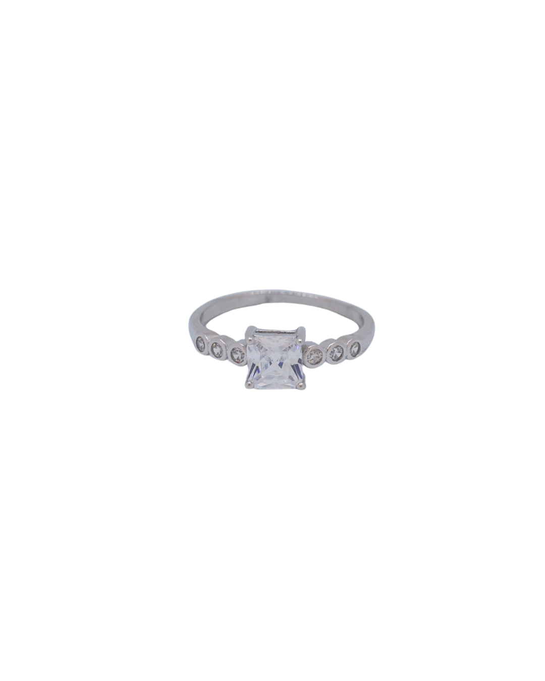 Silver cz square ring