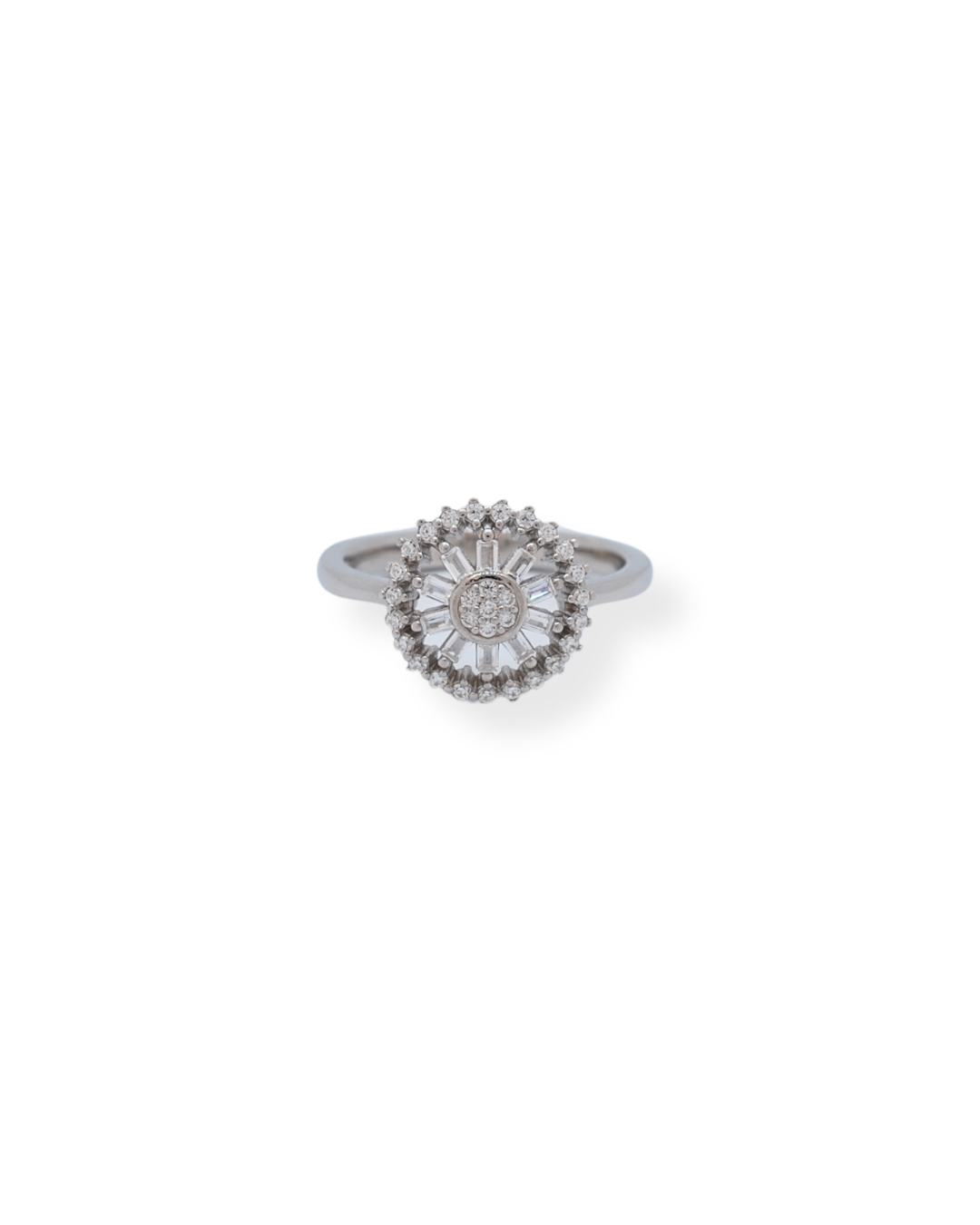 Silver cz flower ring